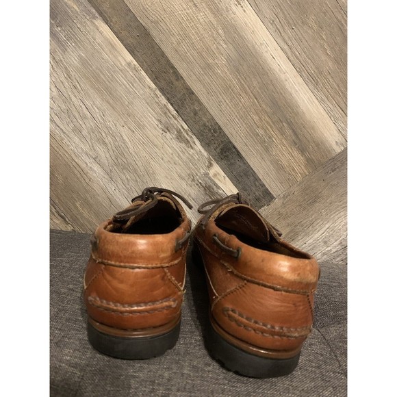 QUODDY Leather Moccasins Mens Size 7.5 Brown Loafer Boat Shoes